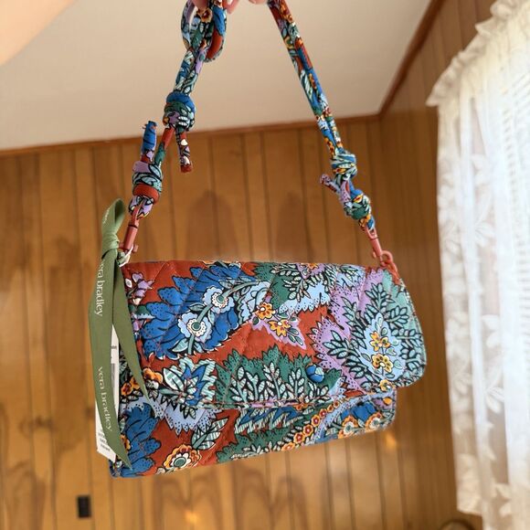 NWT Vera Bradley Wildwood Wallet Crossbody In Premium Cotton Flowers + Feathers - Picture 10 of 11